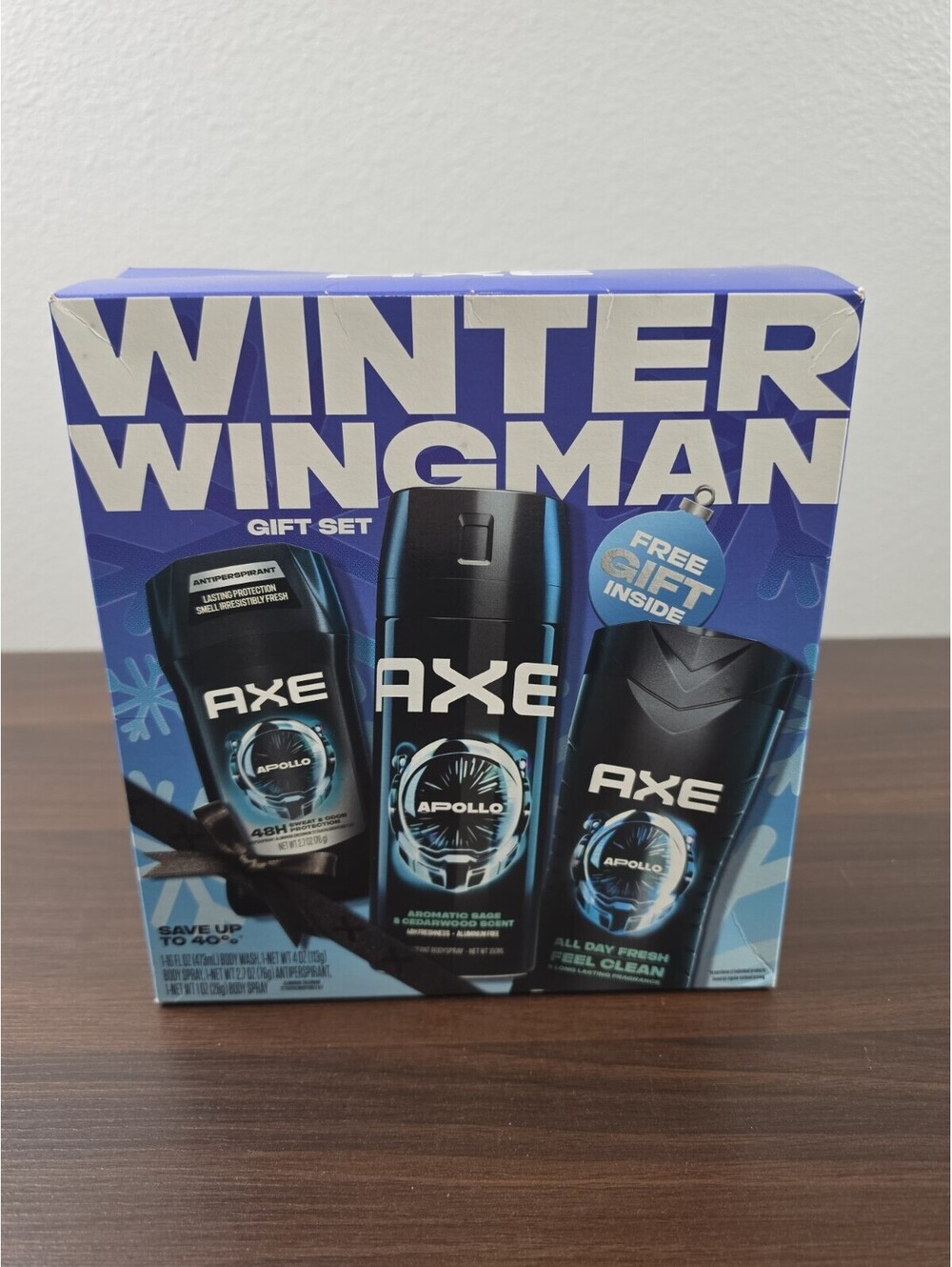 Axe Apollo Men's 4-Piece Gift Set Body Wash, Body Spray, Mini Deodorant